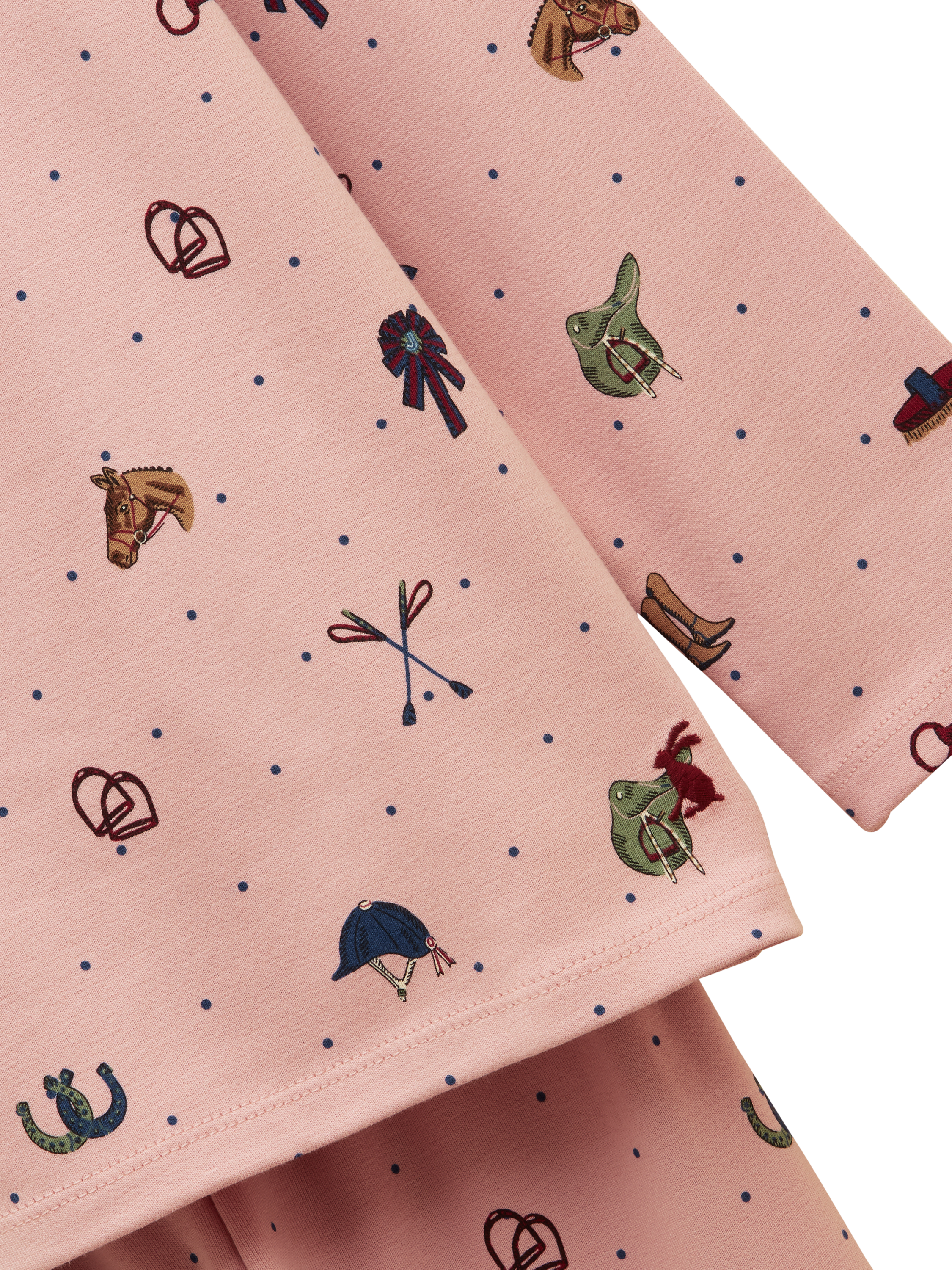 Product image 3 of 5, which shows Joules Kids' Cotton Blend Horse Pyjama Set, Pink, 1 years