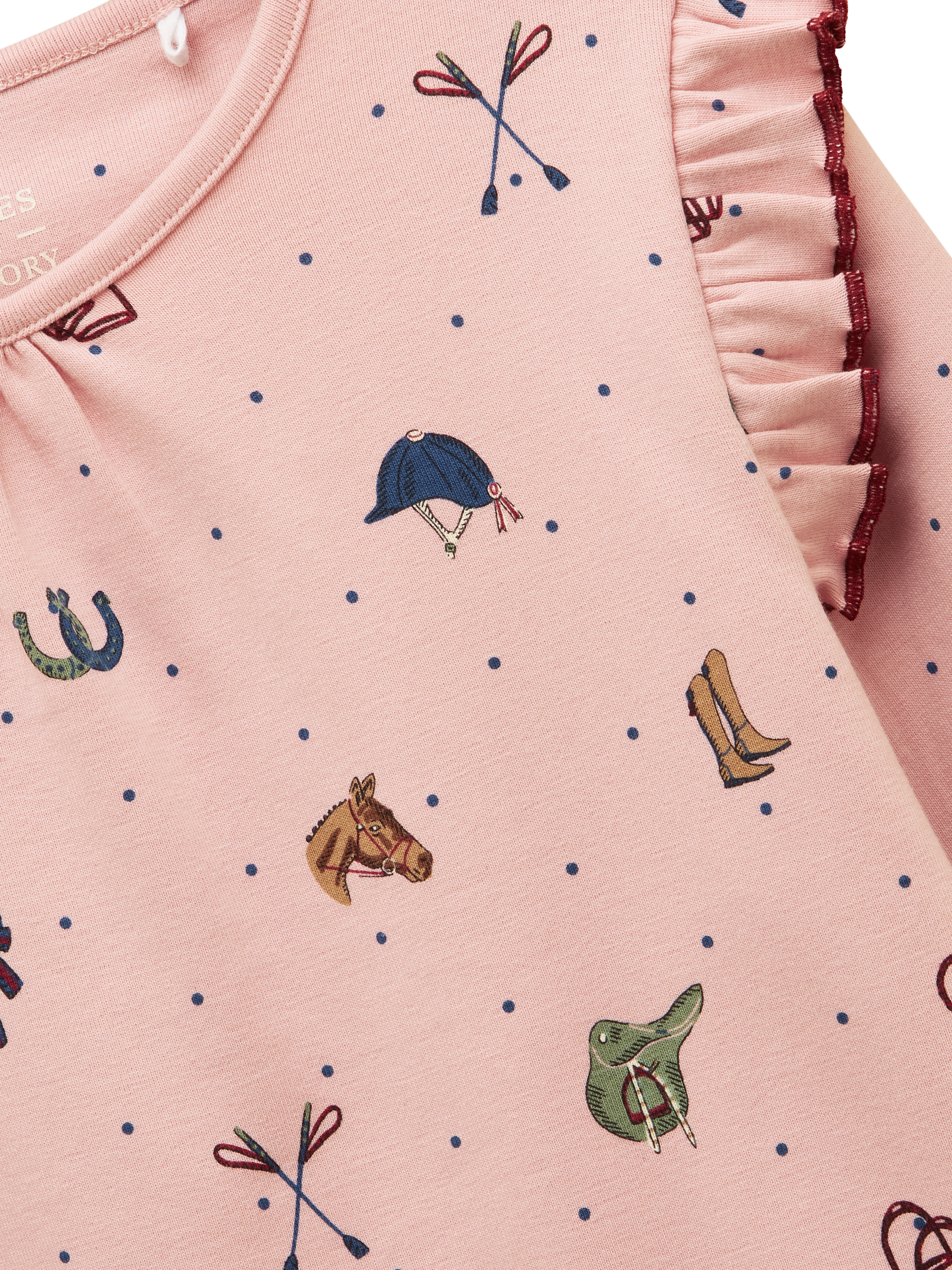 Product image 4 of 5, which shows Joules Kids' Cotton Blend Horse Pyjama Set, Pink, 1 years