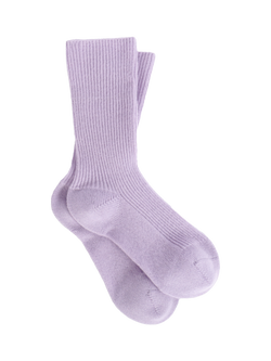 Pure Collection Ribbed Cashmere Rich Socks, Soft Lilac, Soft Lilac