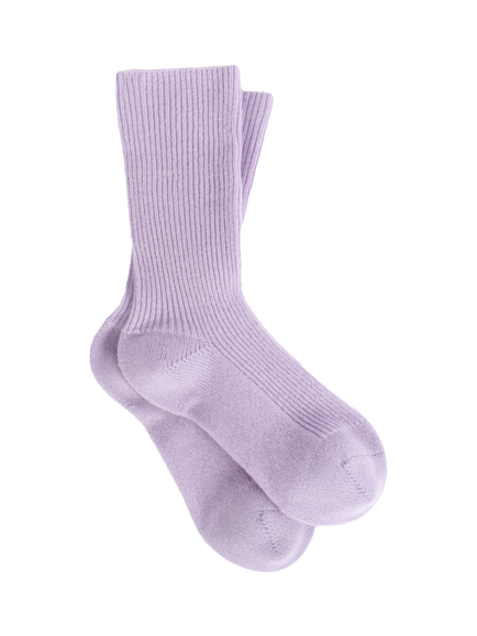 Pure Collection Ribbed Cashmere Rich Socks, Soft Lilac, Soft Lilac
