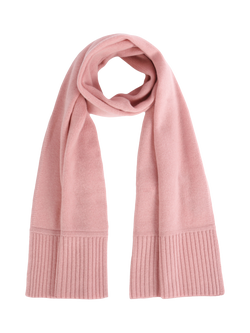 Pure Collection Ribbed Trim Pure Cashmere Scarf, Rose, Rose