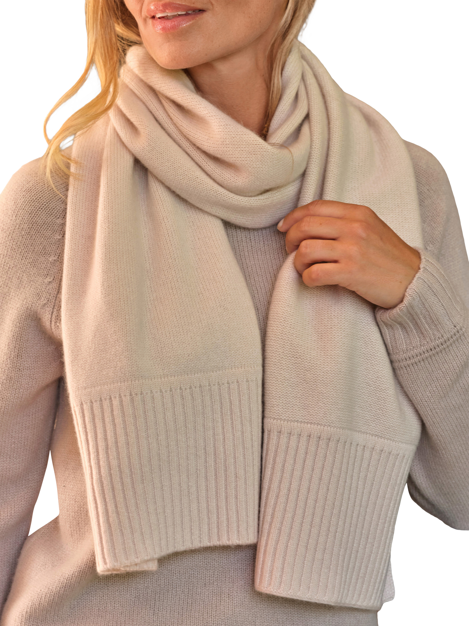 Product image 2 of 2, which shows Pure Collection Pure Cashmere Scarf, Vanilla, One Size