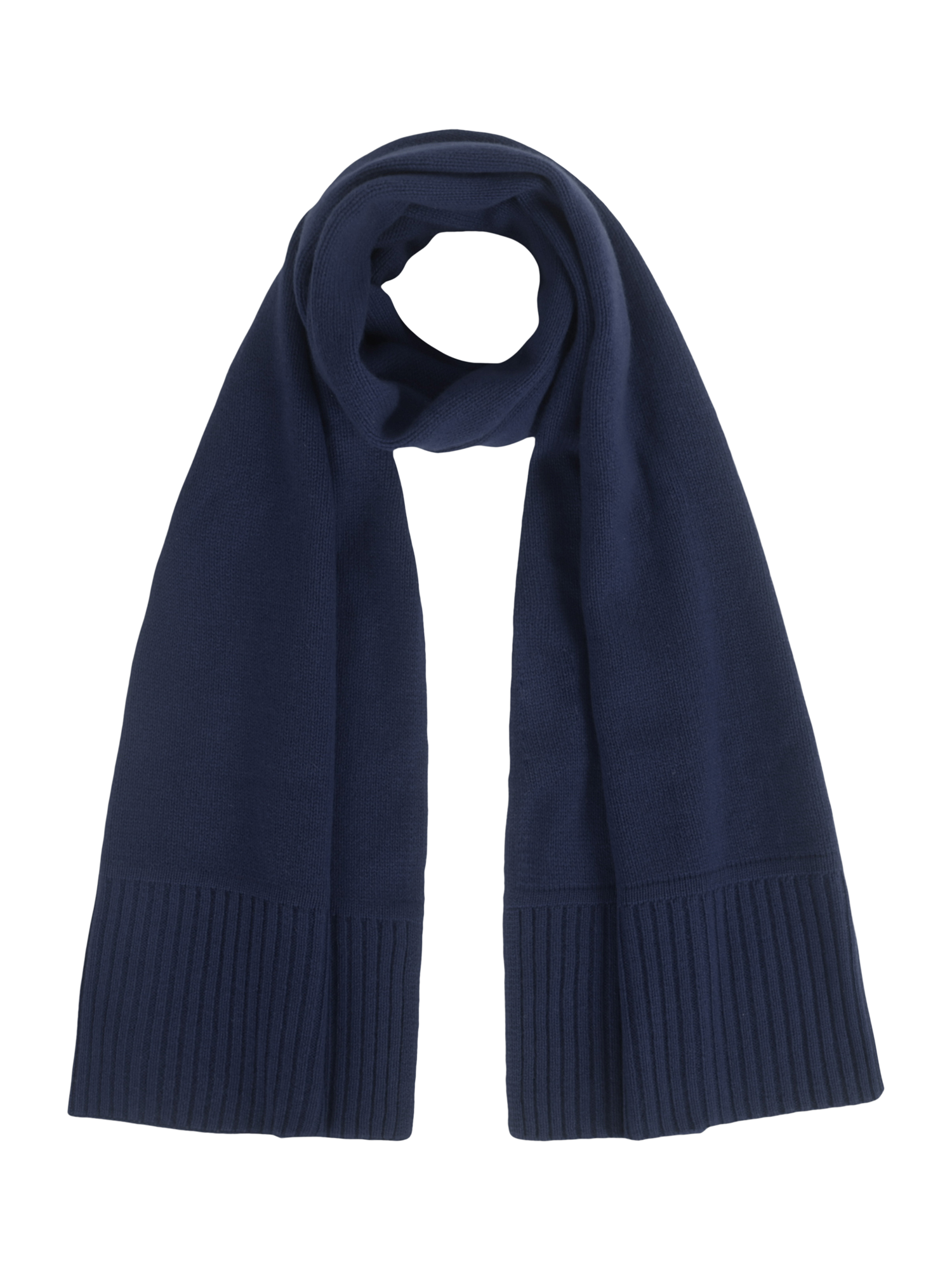 Product image 1 of 1, which shows Pure Collection Pure Cashmere Scarf, Navy, One Size