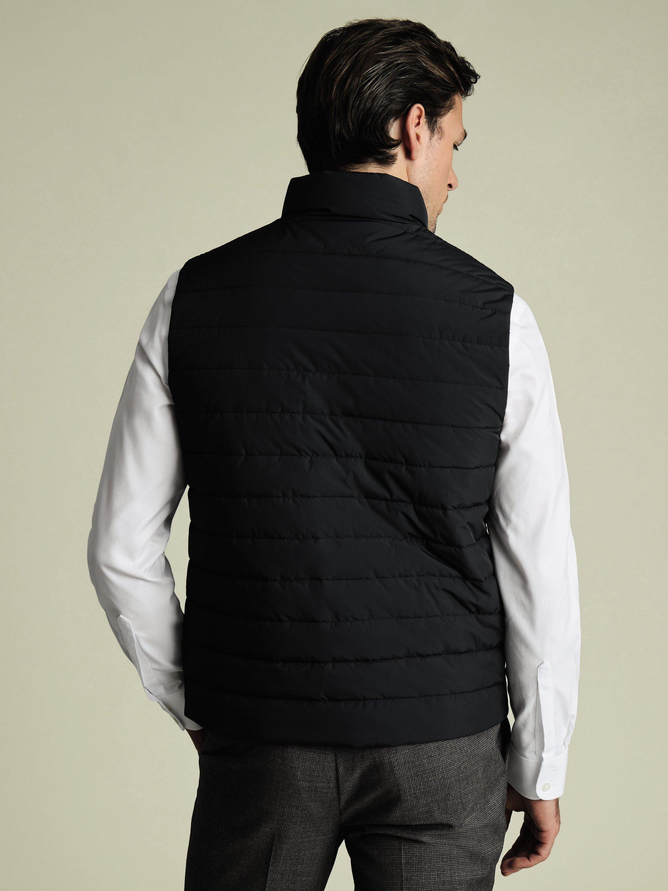 Product image 3 of 4, which shows Charles Tyrwhitt Quilted Sleeveless Gilet, Black, L