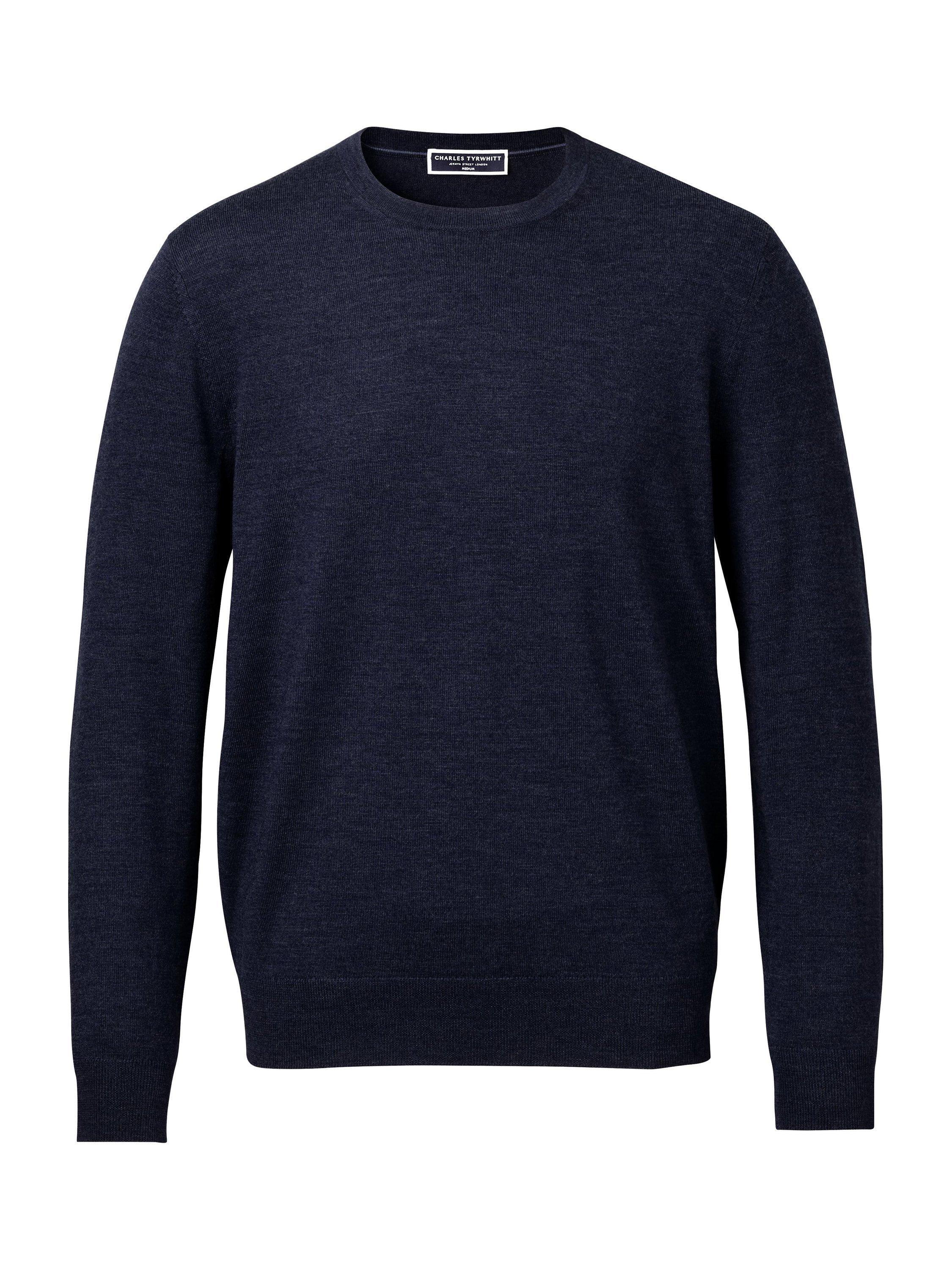Product image 4 of 5, which shows Charles Tyrwhitt Merino Wool Crew Neck Jumper, Ink Blue, S