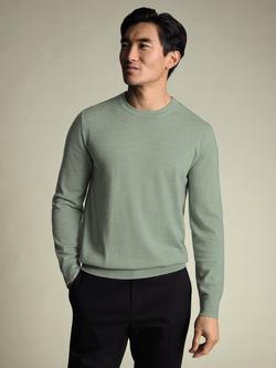 Charles Tyrwhitt Merino Wool Crew Neck Jumper, Pale Teal Green