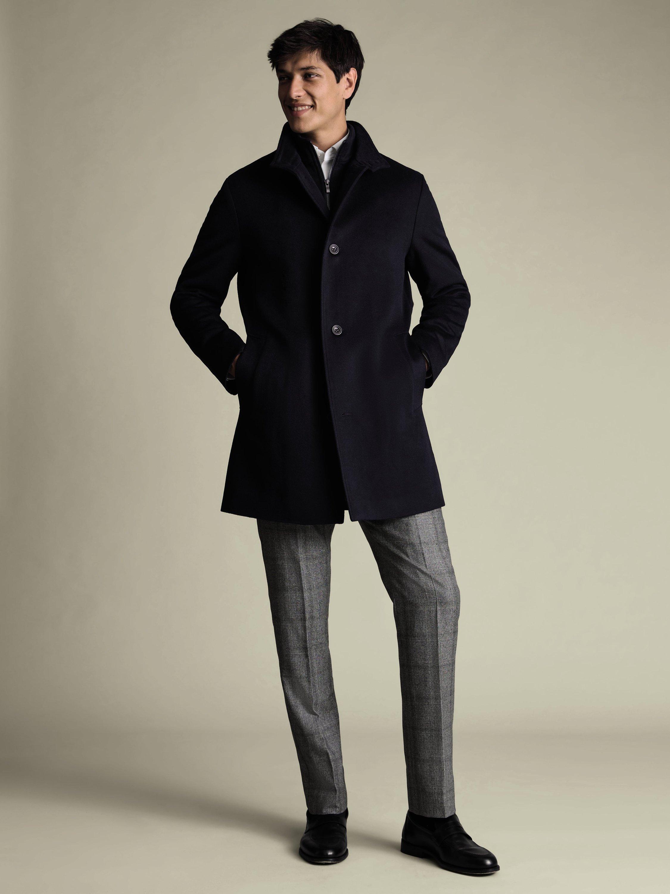 Product image 1 of 5, which shows Charles Tyrwhitt Wool Quilted Coat, Navy, 36R