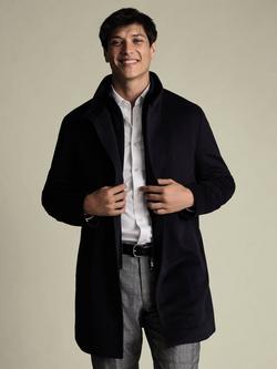 Charles Tyrwhitt Wool Quilted Coat - view 2, Navy