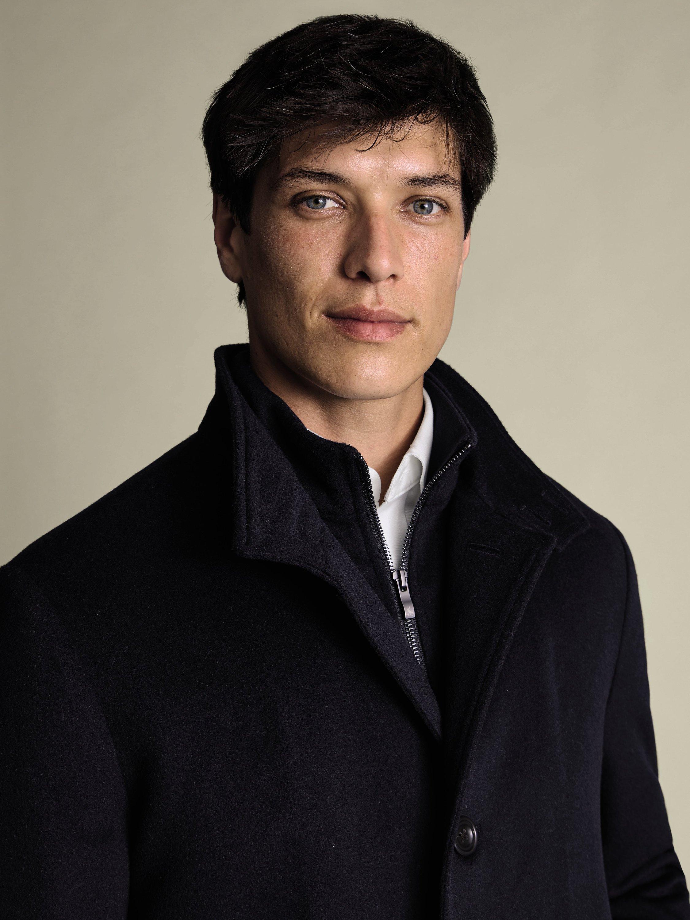 Product image 3 of 5, which shows Charles Tyrwhitt Wool Quilted Coat, Navy, 36R