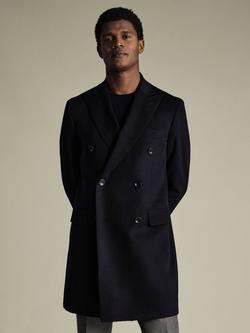 Charles Tyrwhitt Wool Double Breasted Overcoat, Navy - view 2, Navy