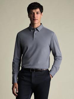 Charles Tyrwhitt Refined Cotton Regular Fit Long Sleeve Polo Shirt, Denim Blue