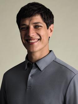 Charles Tyrwhitt Refined Cotton Regular Fit Long Sleeve Polo Shirt - view 2, Denim Blue