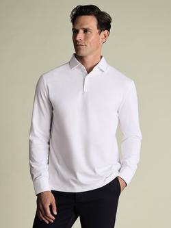 Charles Tyrwhitt Cotton Blend Regular Fit Long Sleeve Piqué Polo Shirt, White