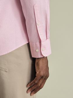 Charles Tyrwhitt Cotton Oxford Weave Regular Fit Stripe Shirt, Pink - view 2, Pink