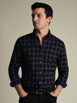 Charles Tyrwhitt Regular Fit Brushed Flannel Cotton Check Shirt, Ink Blue, Ink Blue