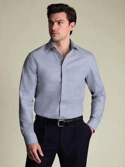 Charles Tyrwhitt Slim Fit Non-Iron Burlington Weave Check Cotton Shirt, Mid Blue, Mid Blue