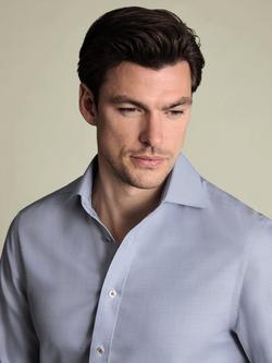 Charles Tyrwhitt Slim Fit Non-Iron Burlington Weave Check Cotton Shirt, Mid Blue - view 2, Mid Blue