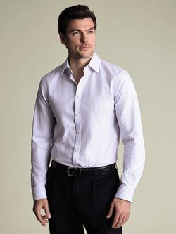 Charles Tyrwhitt Slim Fit Non-Iron Royal Oxford Stripe Cotton Shirt, Lilac Purple, Lilac Purple