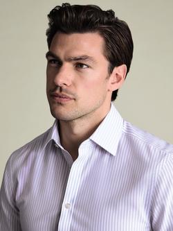 Charles Tyrwhitt Slim Fit Non-Iron Royal Oxford Stripe Cotton Shirt, Lilac Purple - view 2, Lilac Purple
