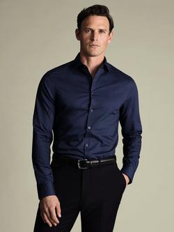 Charles Tyrwhitt Cotton Textured Long Sleeve Shirt, Denim Blue