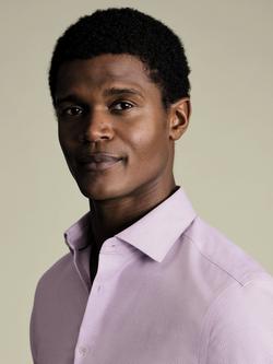 Charles Tyrwhitt Cotton Textured Long Sleeve Shirt - view 2, Lilac Purple