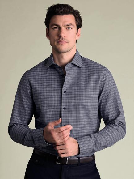 Charles Tyrwhitt Brushed Cotton Long Sleeved Shirt, Mid Blue, Mid Blue