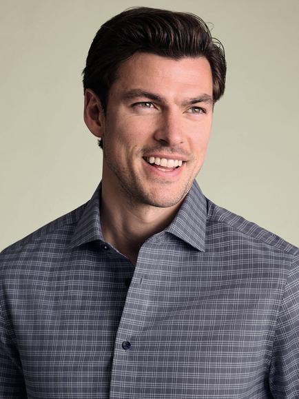Charles Tyrwhitt Brushed Cotton Long Sleeved Shirt, Mid Blue - view 2, Mid Blue