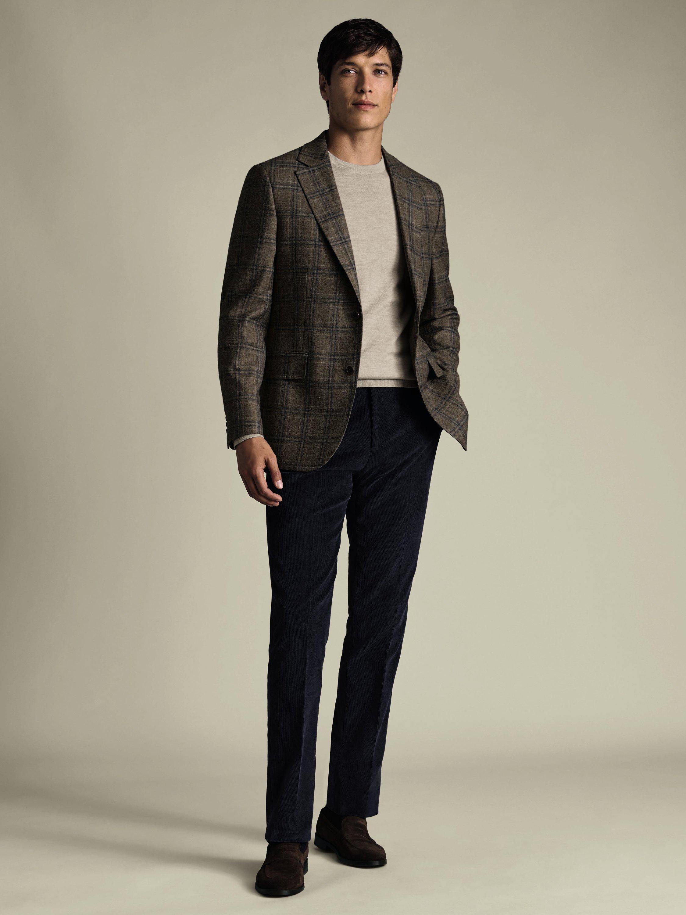 Product image 1 of 5, which shows Charles Tyrwhitt Wool Blend Single Breasted Jacket, Taupe, 36R