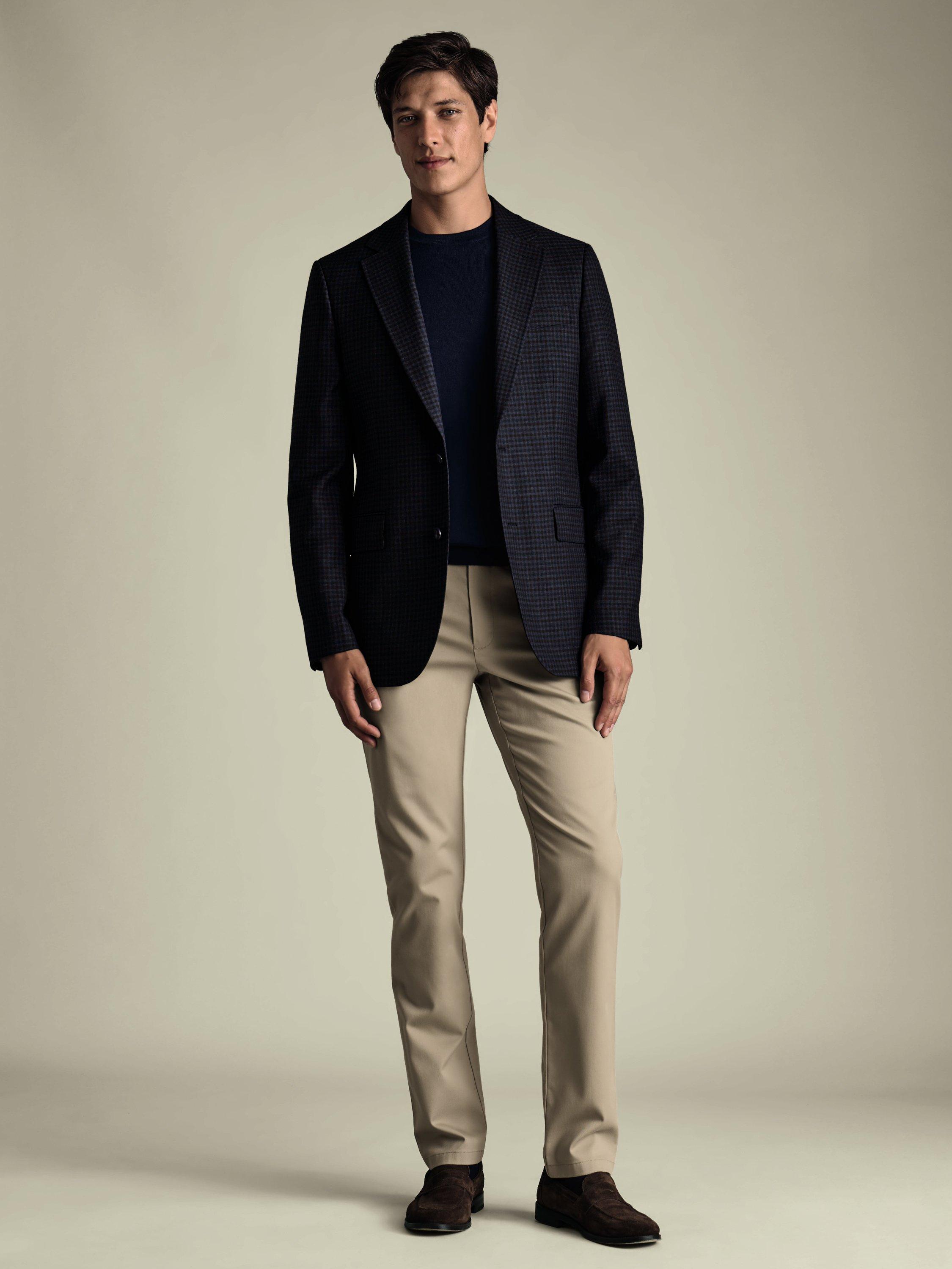 Product image 1 of 5, which shows Charles Tyrwhitt Wool Blend Single Breasted Jacket, Ink Blue, 36R