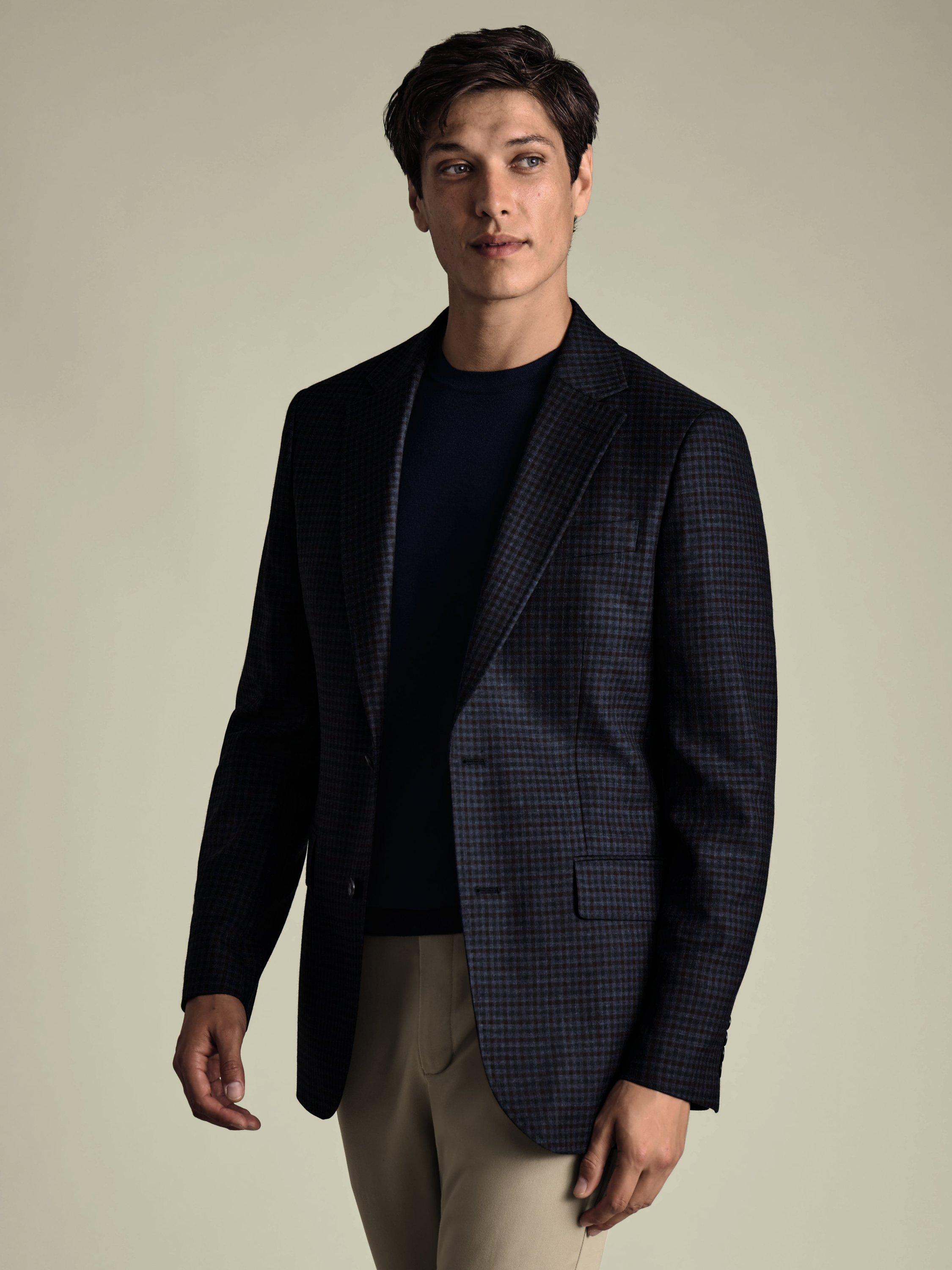 Product image 2 of 5, which shows Charles Tyrwhitt Wool Blend Single Breasted Jacket, Ink Blue, 36R