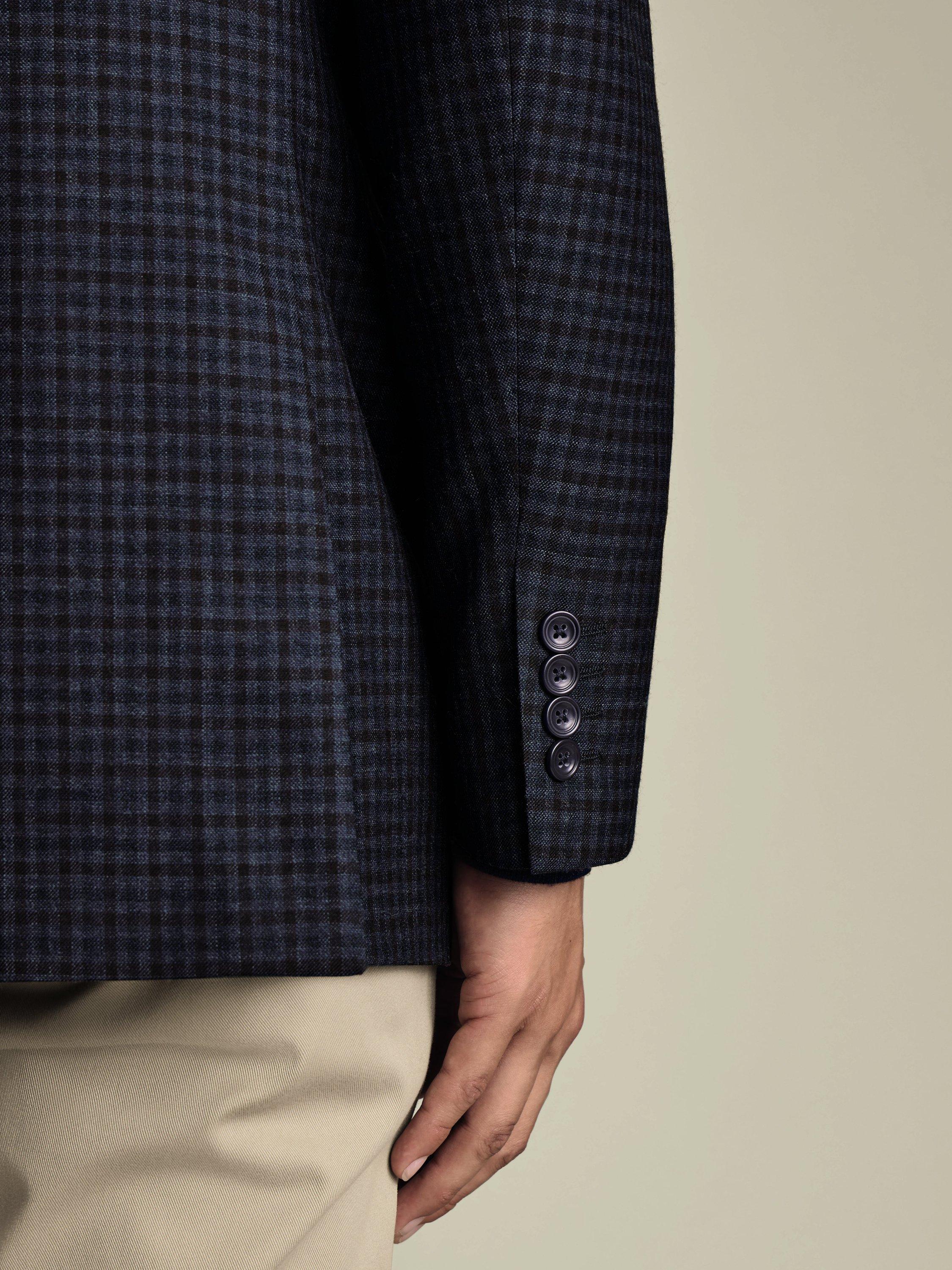 Product image 3 of 5, which shows Charles Tyrwhitt Wool Blend Single Breasted Jacket, Ink Blue, 36R