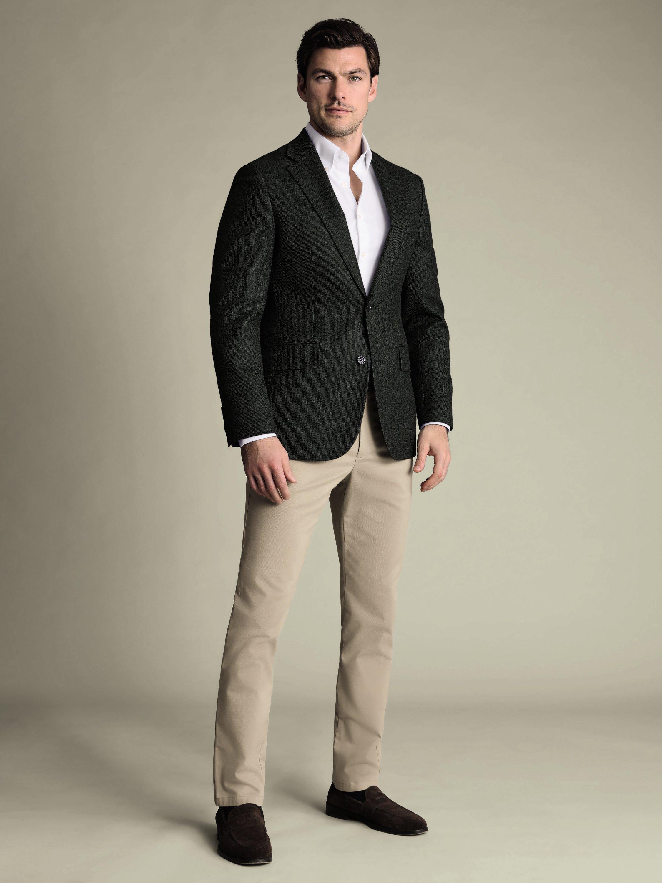 Product image 1 of 5, which shows Charles Tyrwhitt Merino Wool Single Breasted Jacket, Forest Green, 36R