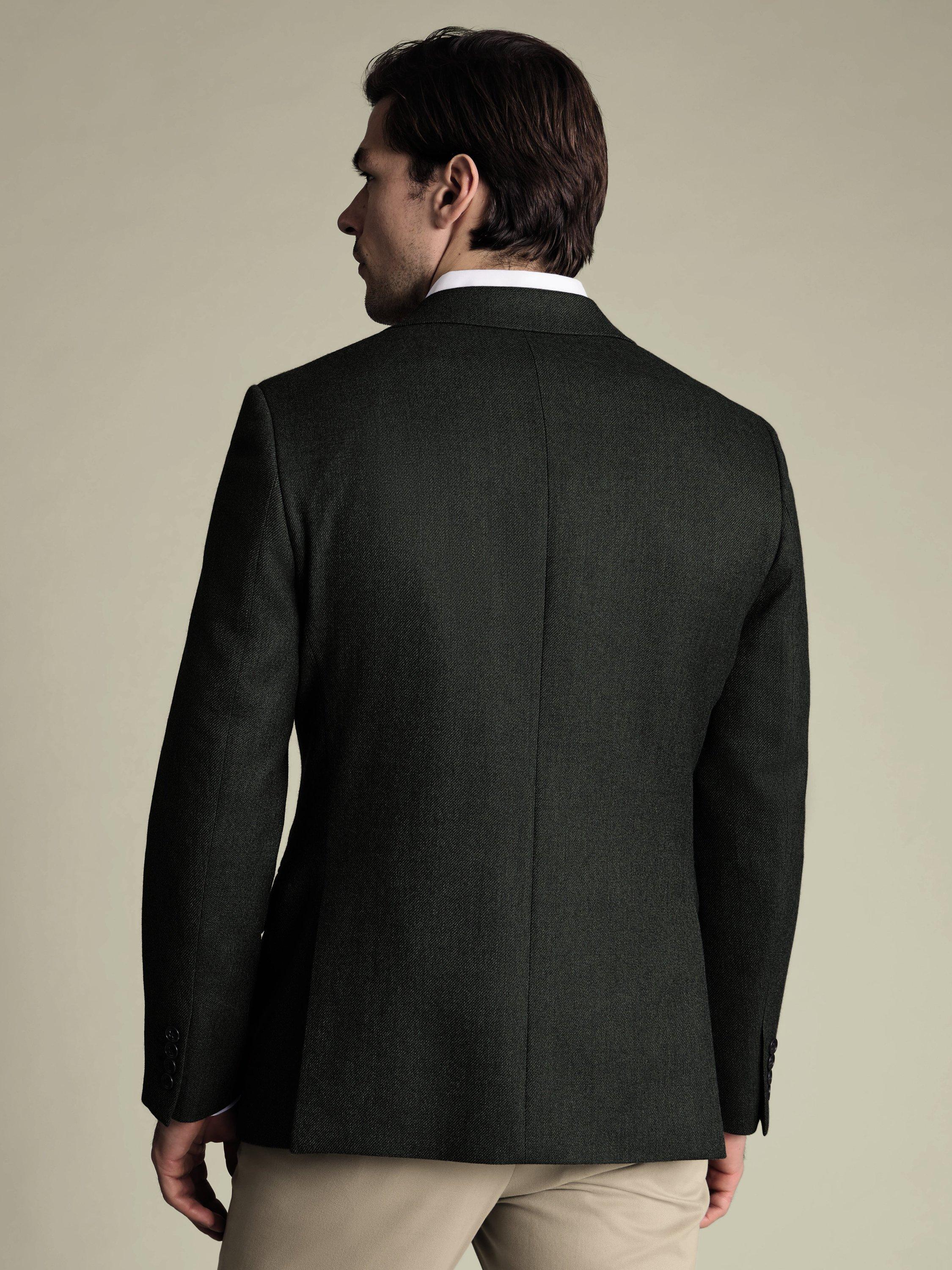 Product image 4 of 5, which shows Charles Tyrwhitt Merino Wool Single Breasted Jacket, Forest Green, 36R