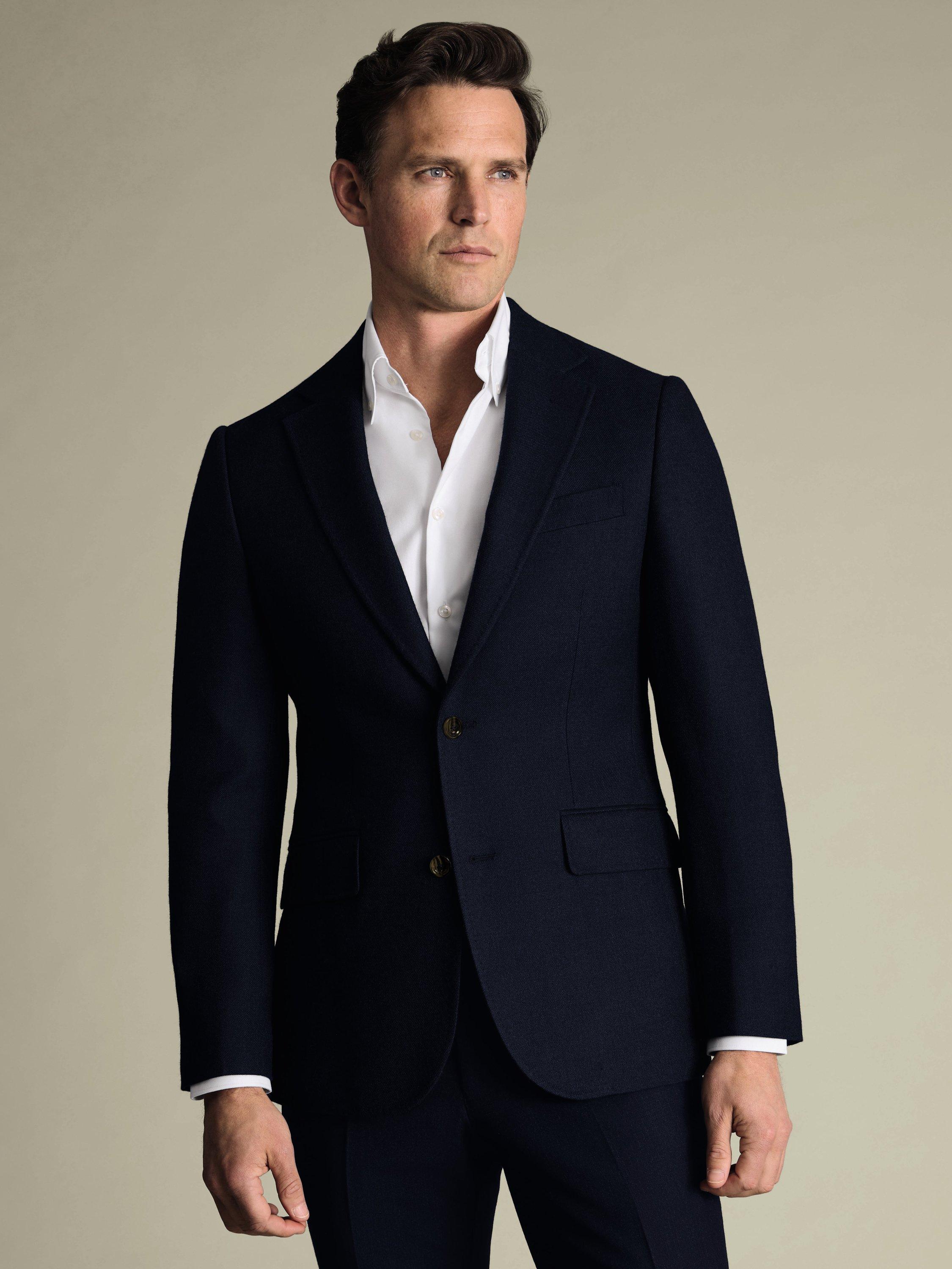 Product image 2 of 5, which shows Charles Tyrwhitt Merino Wool Single Breasted Jacket, Ink Blue, 36R