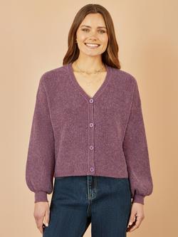 Yumi V Neck Chunky Cardigan, Purple