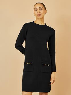 Yumi Knitted Tunic Dress, Black
