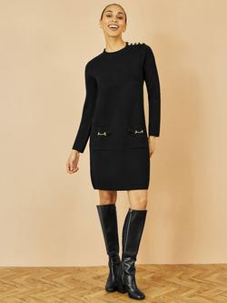 Yumi Knitted Tunic Dress - view 2, Black