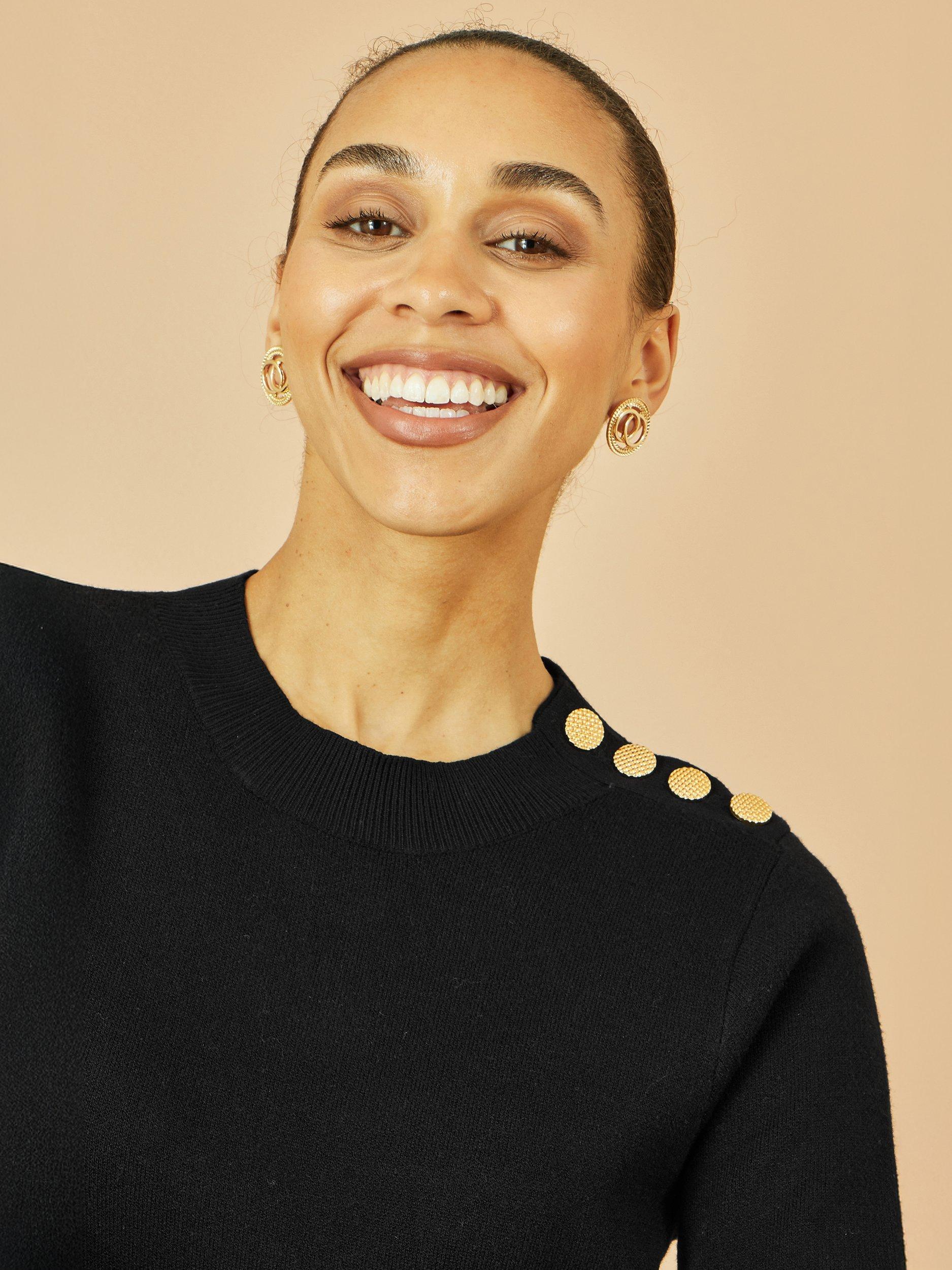 Product image 3 of 5, which shows Yumi Knitted Tunic Dress, Black, XS