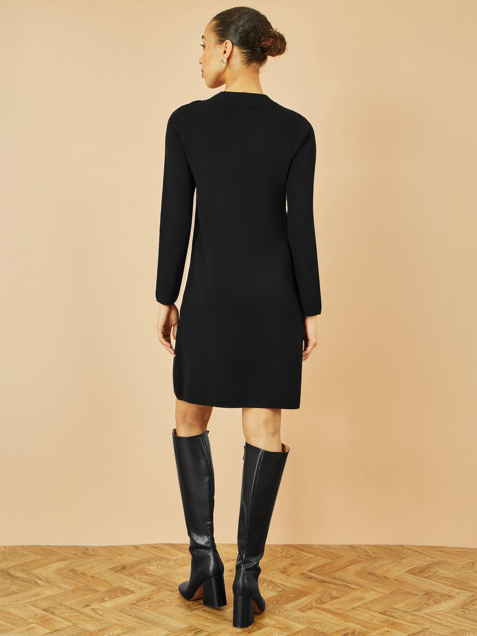 Product image 5 of 5, which shows Yumi Knitted Tunic Dress, Black, XS