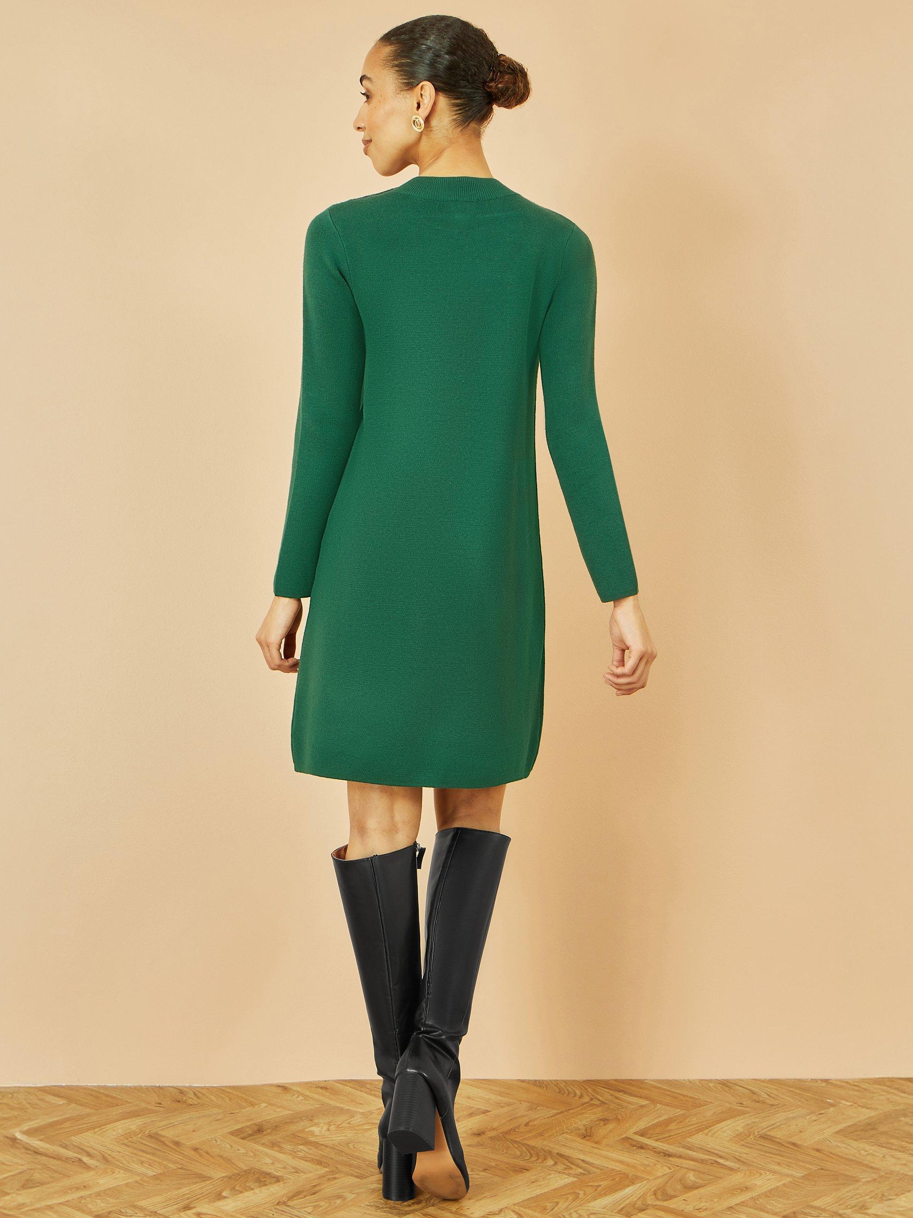 Product image 5 of 5, which shows Yumi Knitted Tunic Dress, Green, XS