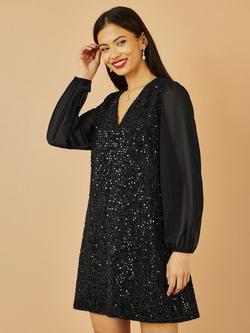 Yumi Sequin Tunic Dress, Black