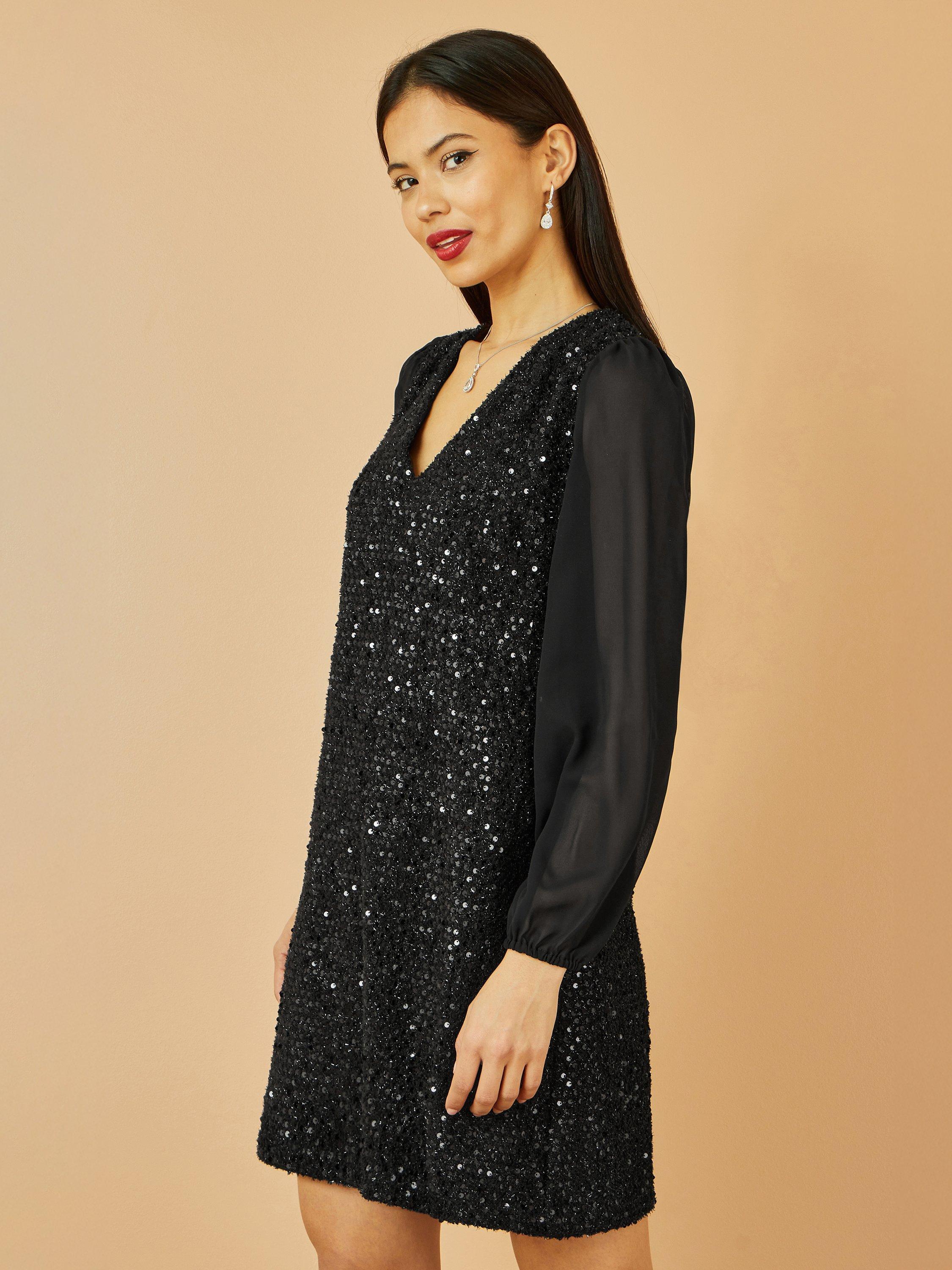 Product image 3 of 5, which shows Yumi Sequin Tunic Dress, Black, 8
