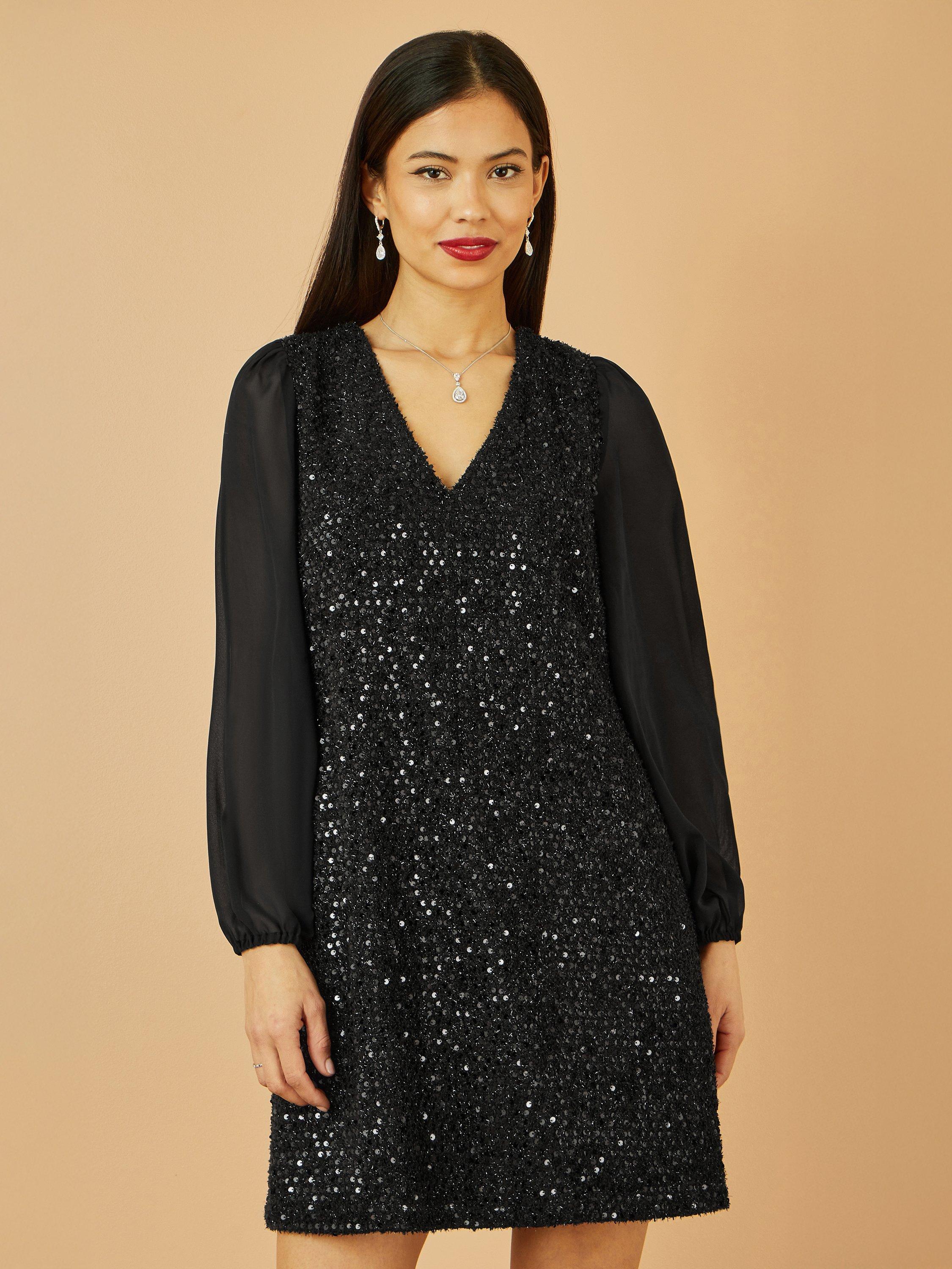 Product image 4 of 5, which shows Yumi Sequin Tunic Dress, Black, 8