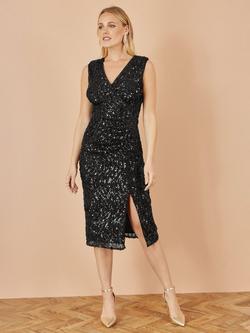 Yumi Sleeveless Bodycon Midi Dress - view 2, Black