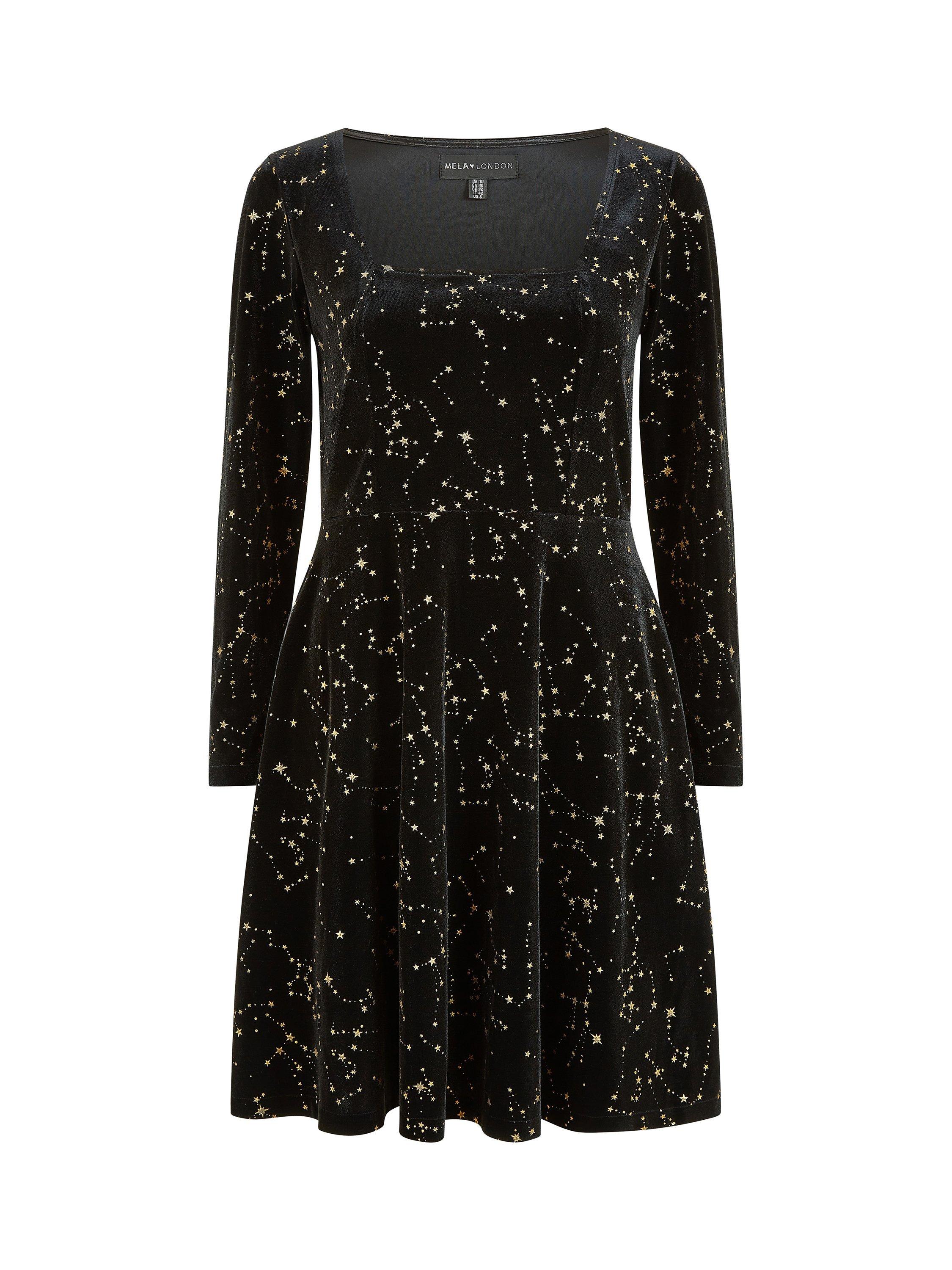 Product image 5 of 5, which shows Yumi Flared Long Sleeve Knee Length Dress , Black, 8