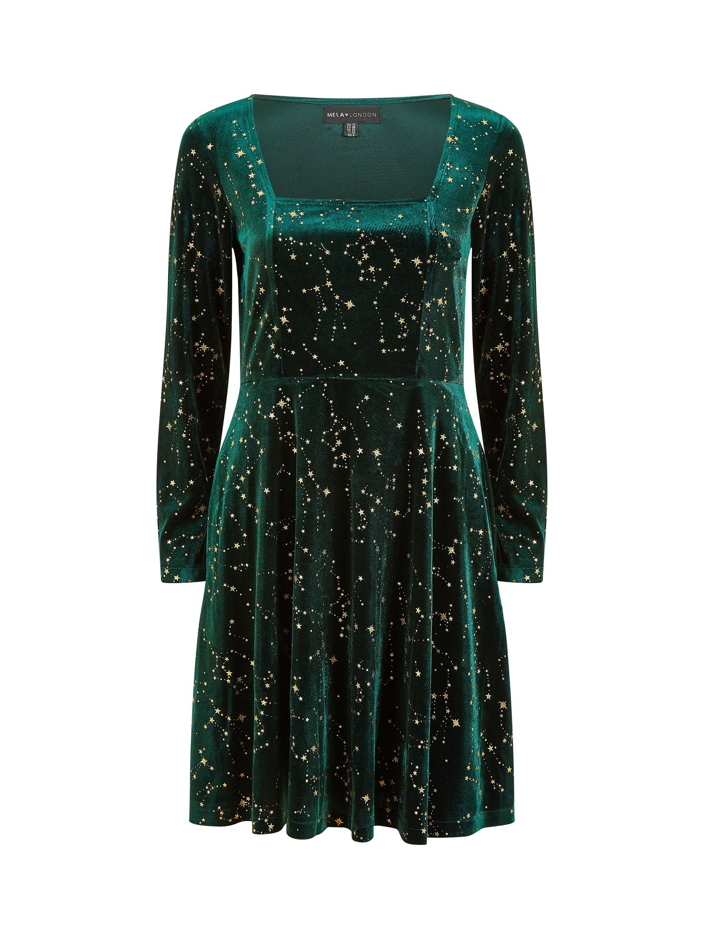 Product image 6 of 6, which shows Yumi Long Sleeve Knee Length Dress , Green, 8
