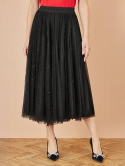 Yumi Sparkle Mesh Flared Tulle Skirt - view 2, Black