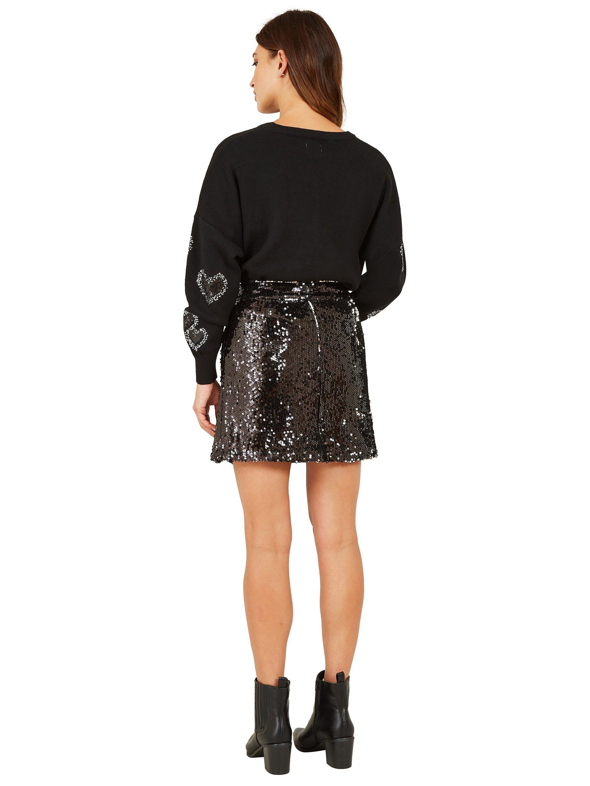 Product image 3 of 4, which shows Yumi Sequin Mini Skirt, Black, 8
