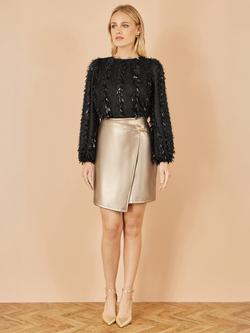 Yumi Hanging Sequin Round Neck Jumper - view 2, Black