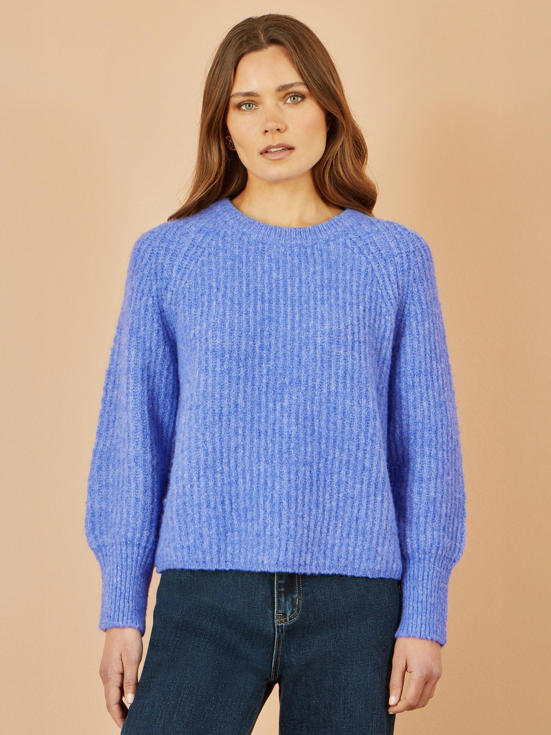 Product image 1 of 5, which shows Yumi Relaxed Fit Crew Neck Jumper, Blue, S-M